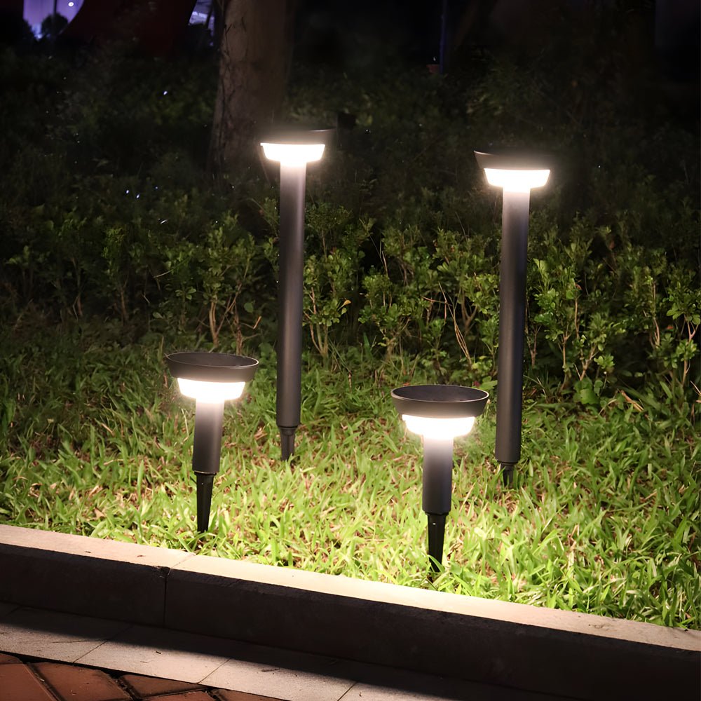 Cylindrical Solar LED Bollard Path Light in Black Aluminum