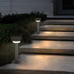 Cylindrical Solar LED Bollard Path Light in Black Aluminum