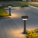 Cylindrical Solar LED Bollard Path Light in Black Aluminum