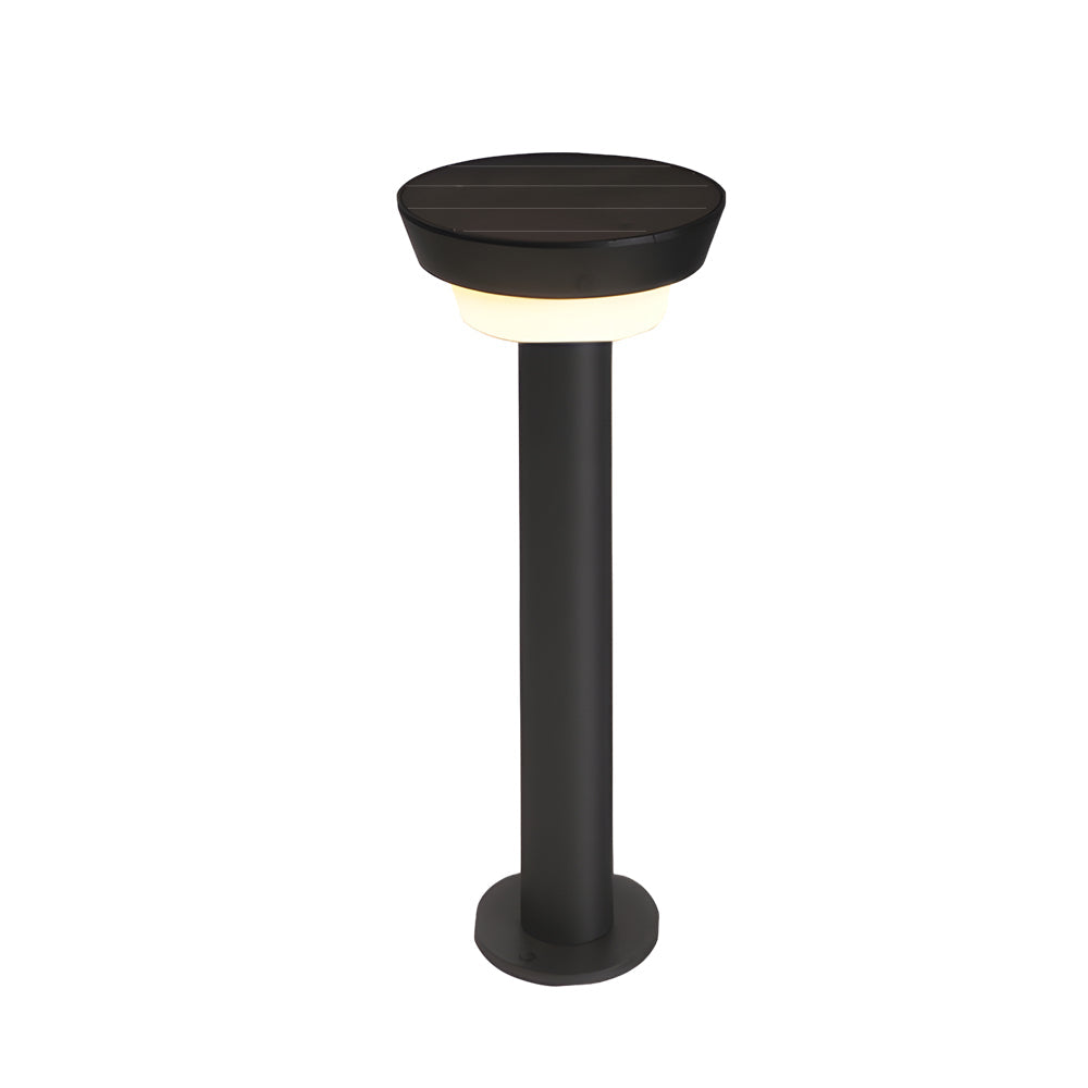 Cylindrical Solar LED Bollard Path Light in Black Aluminum