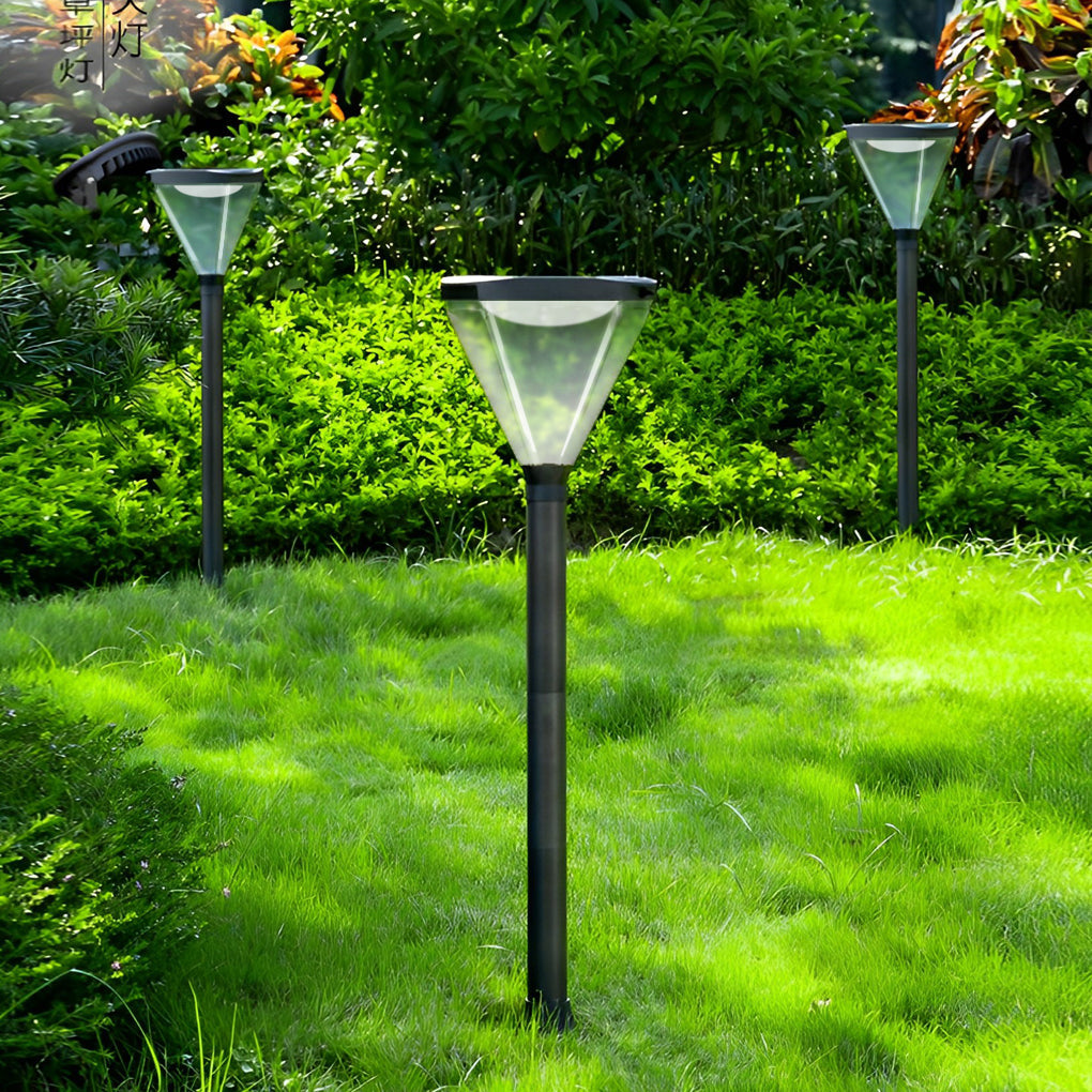 Modern Solar Path Lights in Black Aluminum for Landscape Illumination