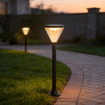 Modern Solar Path Lights in Black Aluminum for Landscape Illumination