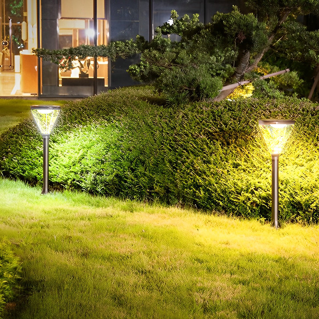 Modern Solar Path Lights in Black Aluminum for Landscape Illumination