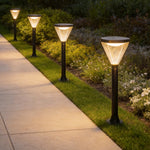 Modern Solar Path Lights in Black Aluminum for Landscape Illumination