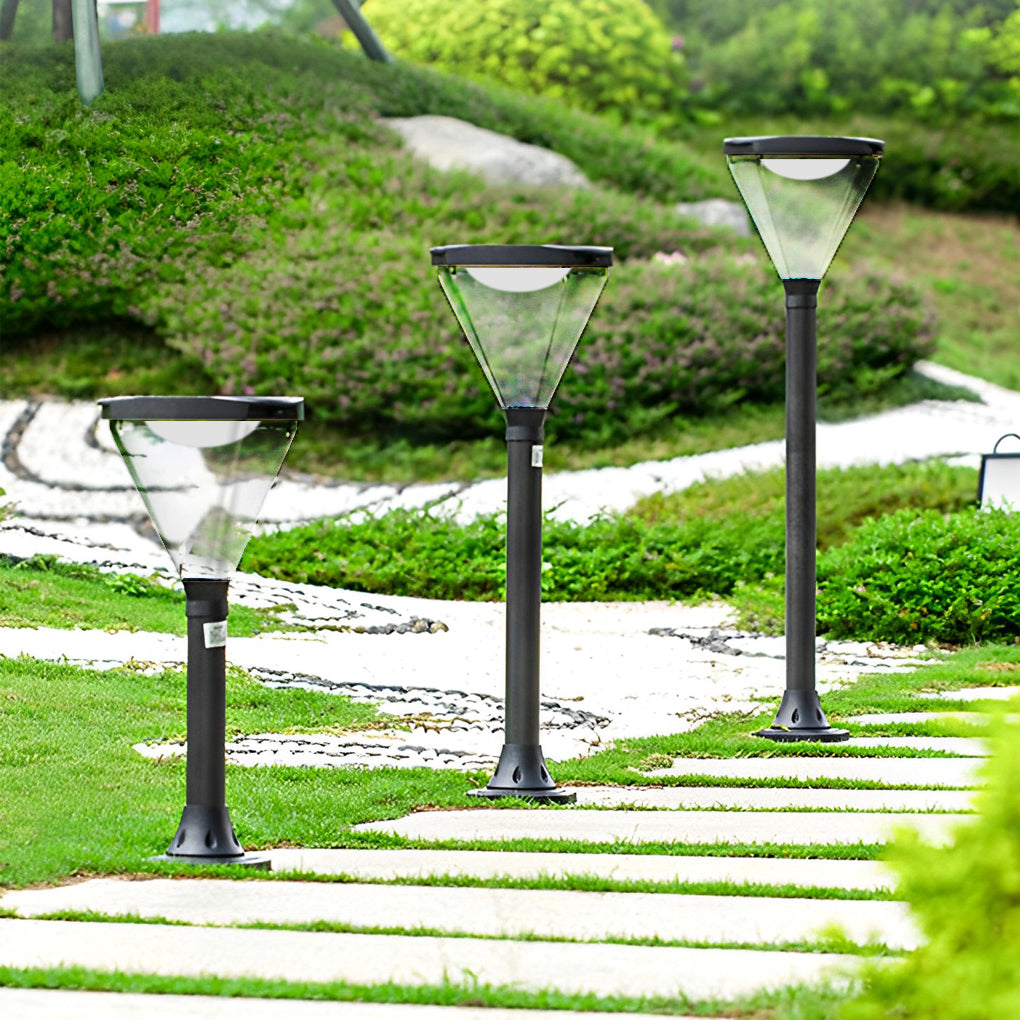 Modern Solar Path Lights in Black Aluminum for Landscape Illumination