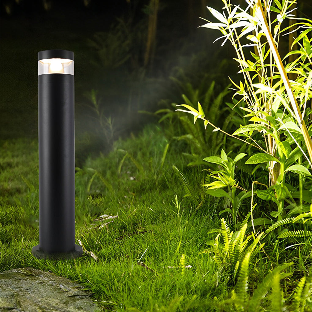 Modern Black Aluminum LED Bollard Light for Pathways & Gardens