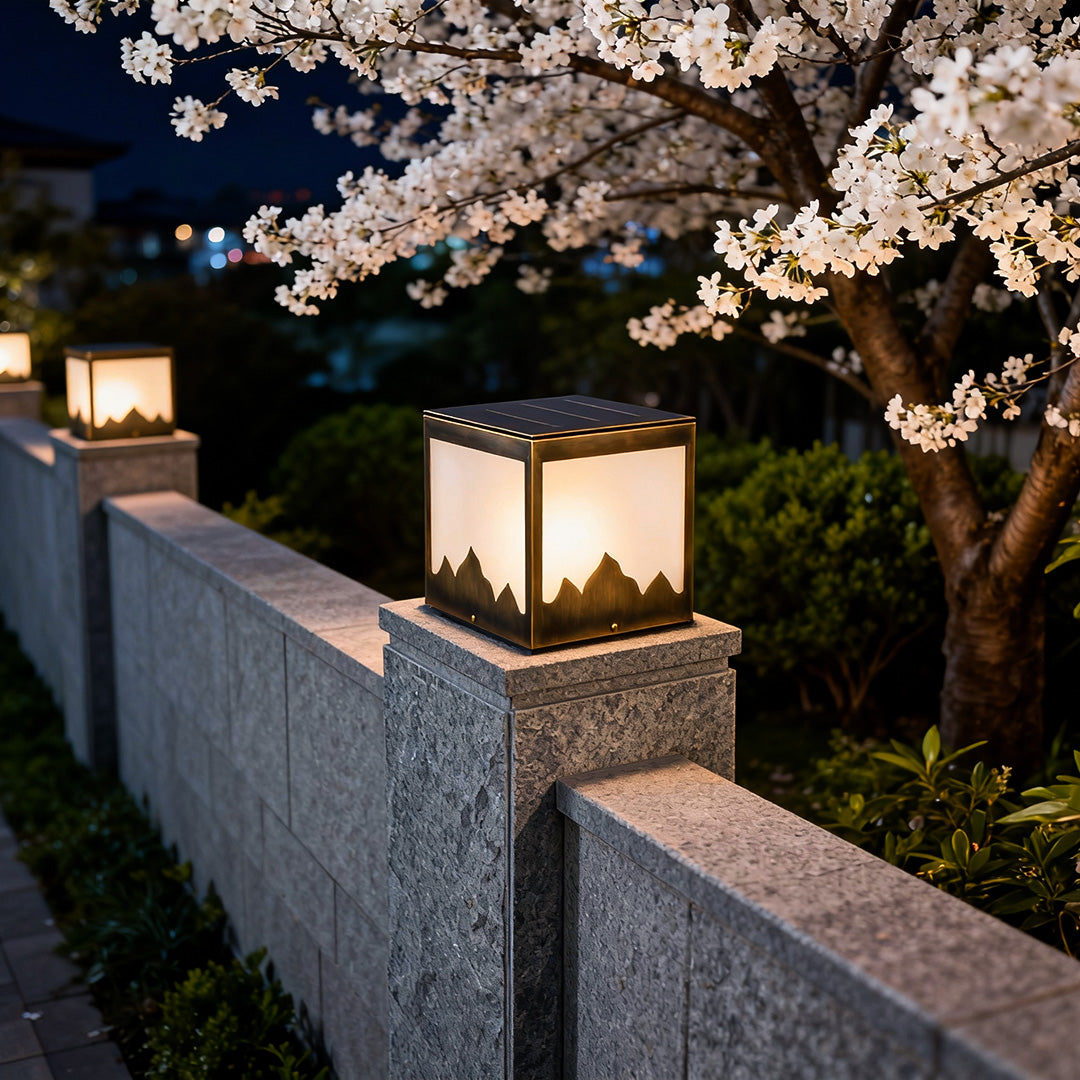 Modern Solar Pillar Lights – Copper Outdoor Square Post Lights