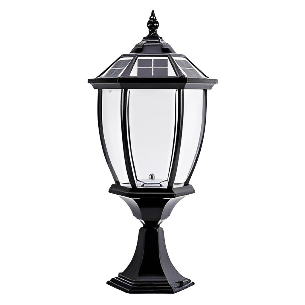 Vintage Black Solar Post Cap Light with Remote – Modern Outdoor LED Lantern