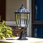 Vintage Black Solar Post Cap Light with Remote – Modern Outdoor LED Lantern