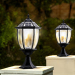 Vintage Black Solar Post Cap Light with Remote – Modern Outdoor LED Lantern