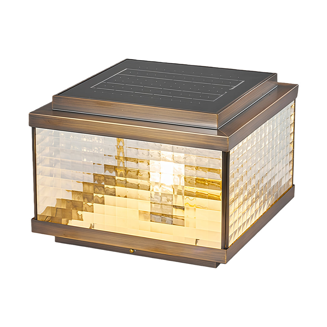All-Copper Pillar Cap Light with Solar & Hardwired Options
