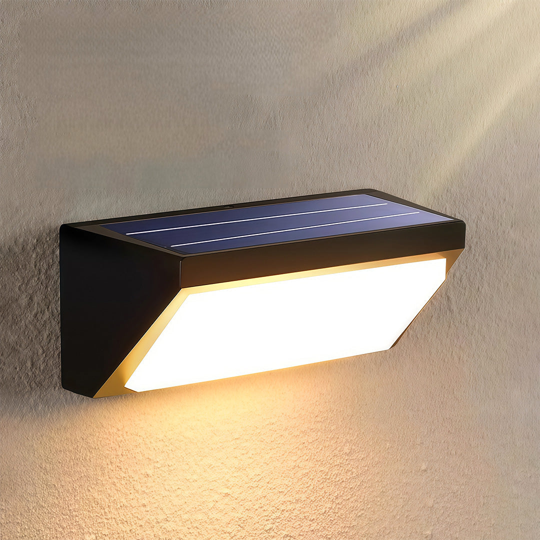 Solar-Powered Minimalist Outdoor Wall Sconce in Sand Black Aluminum