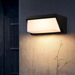 Solar-Powered Minimalist Outdoor Wall Sconce in Sand Black Aluminum
