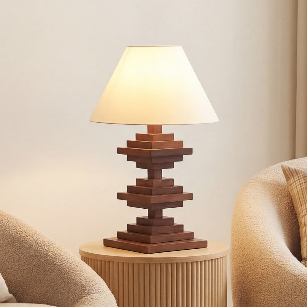 Heritage Wood Table Lamp with Full-Spectrum Warm LED Light