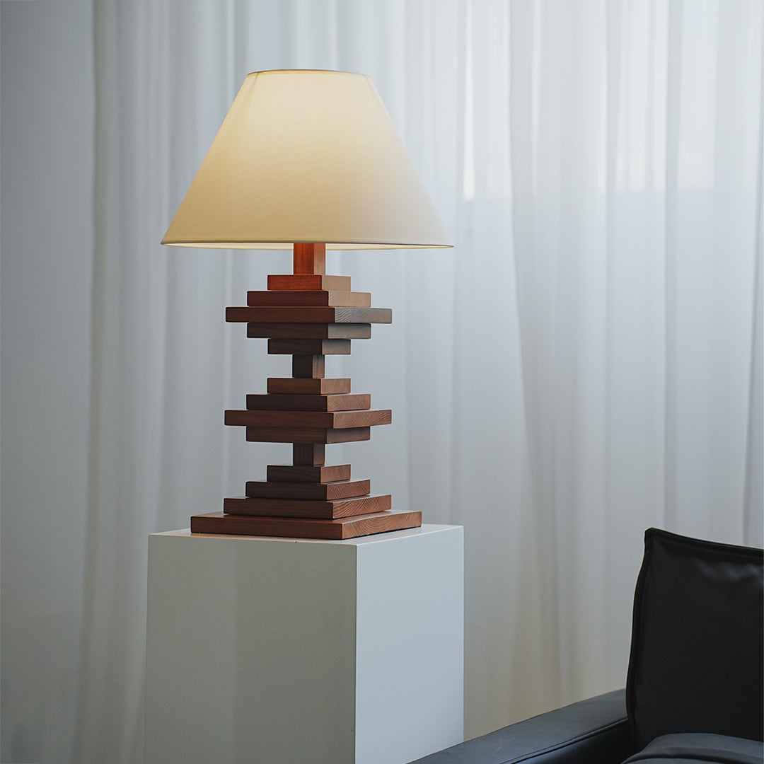 Heritage Wood Table Lamp with Full-Spectrum Warm LED Light
