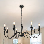 Black Candle Chandelier with Adjustable Chain Ceiling Light