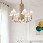 Gold Fabric Shade Chandelier with Copper Frame – 38 Inch Candle Chandelier