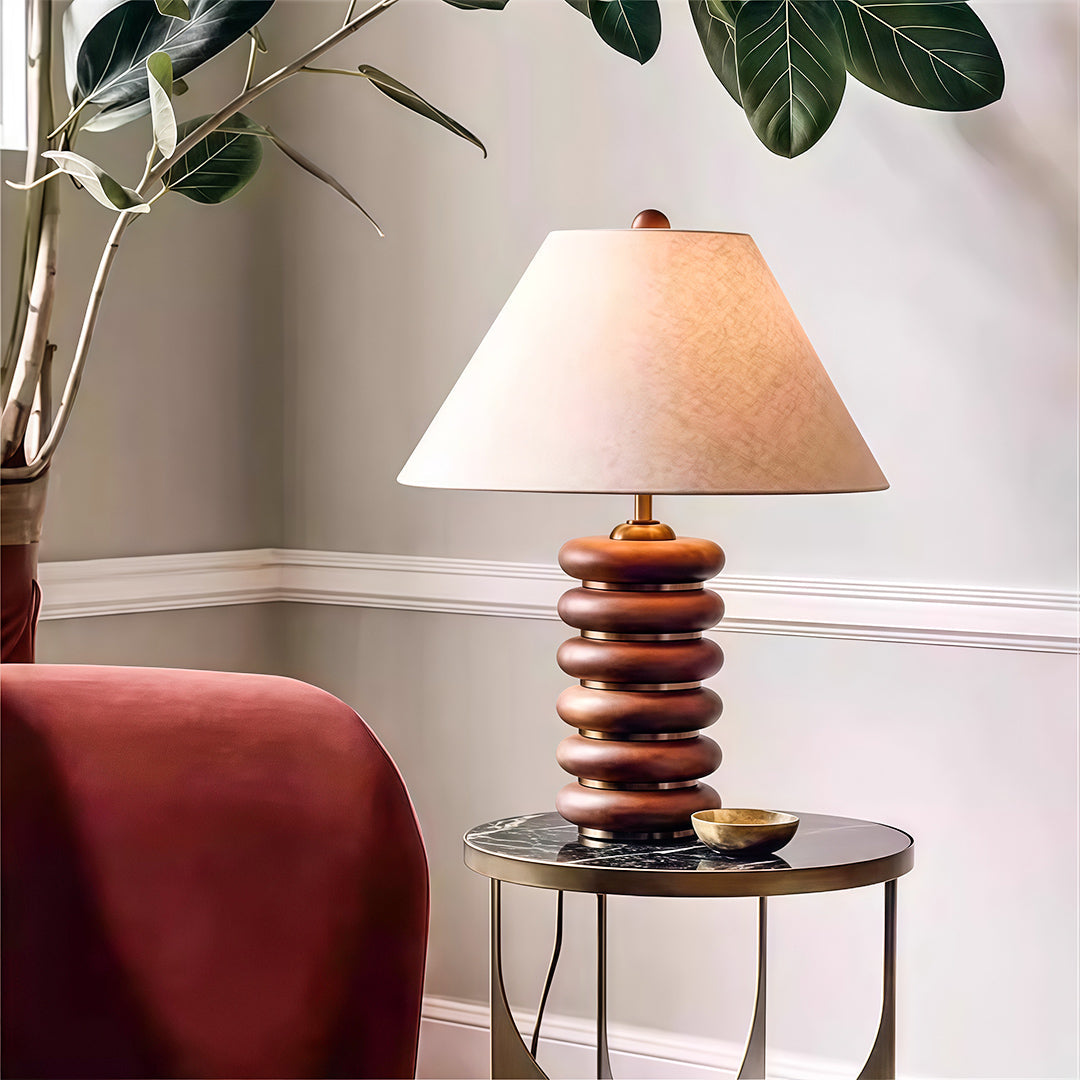 American Retro Cloth Table Lamp with Fabric Shade for Bedroom and Living Room