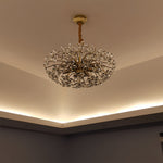 Crystal Flower Chandelier Vintage French Country Ceiling Light with Brass Finish