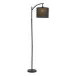 Arc Floor Lamp with Fabric Shade and Marble Base – Modern Minimalist Lighting for Living Room