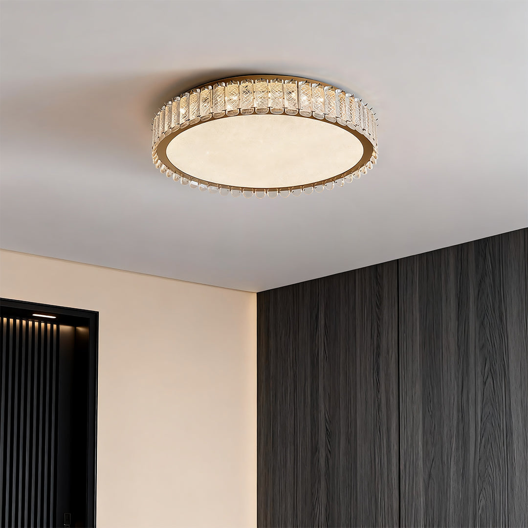 Luxury Crystal Flush Mount Ceiling Light with Chrome Frame and LED