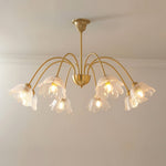 French Style Glass Petal Chandelier in Brass for Elegant Interiors