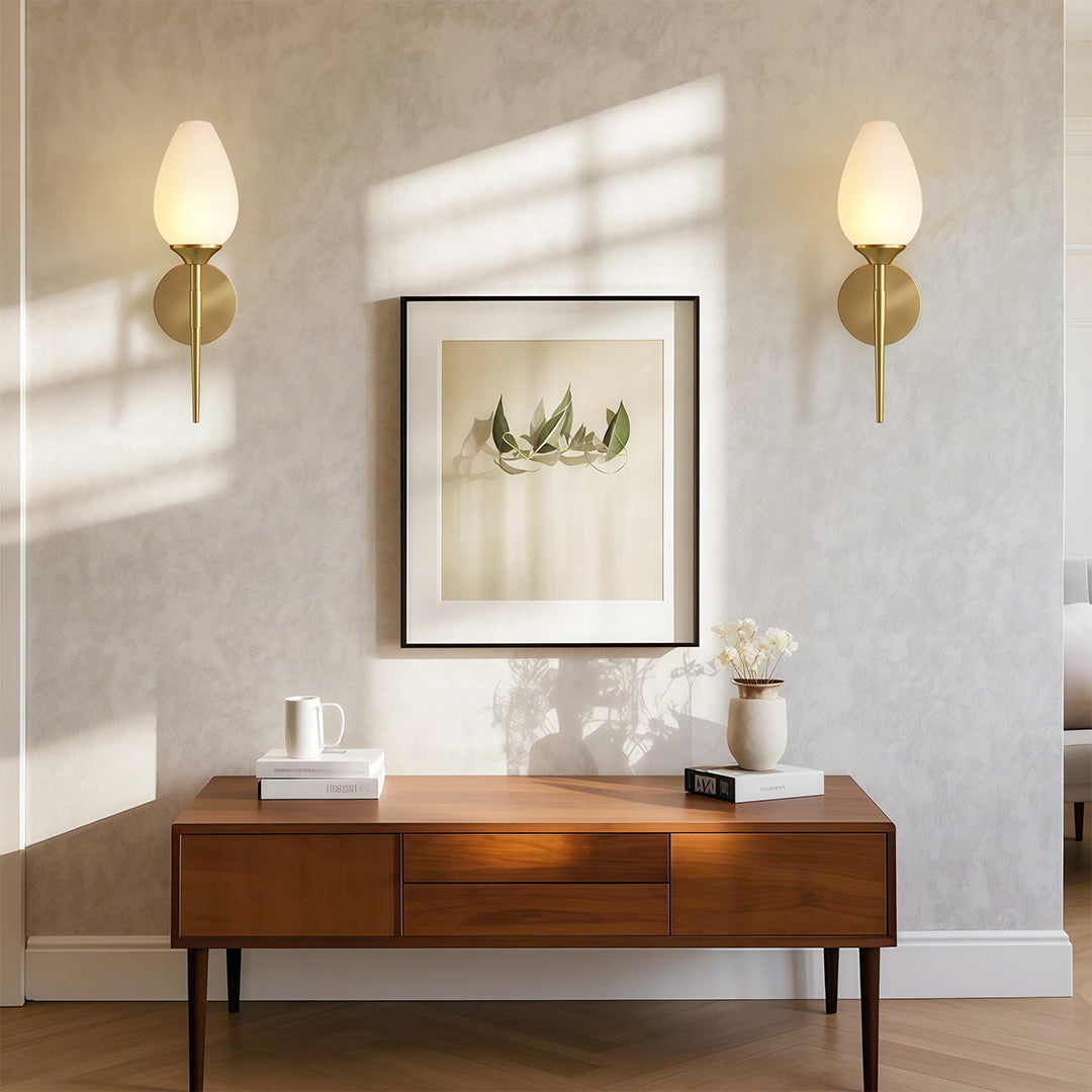 Aurelia Glass Wall Sconce in Copper, Nickel, or Black