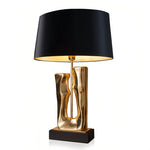 Sculptural Gold & Black Table Lamp with Elegant Drum Shade