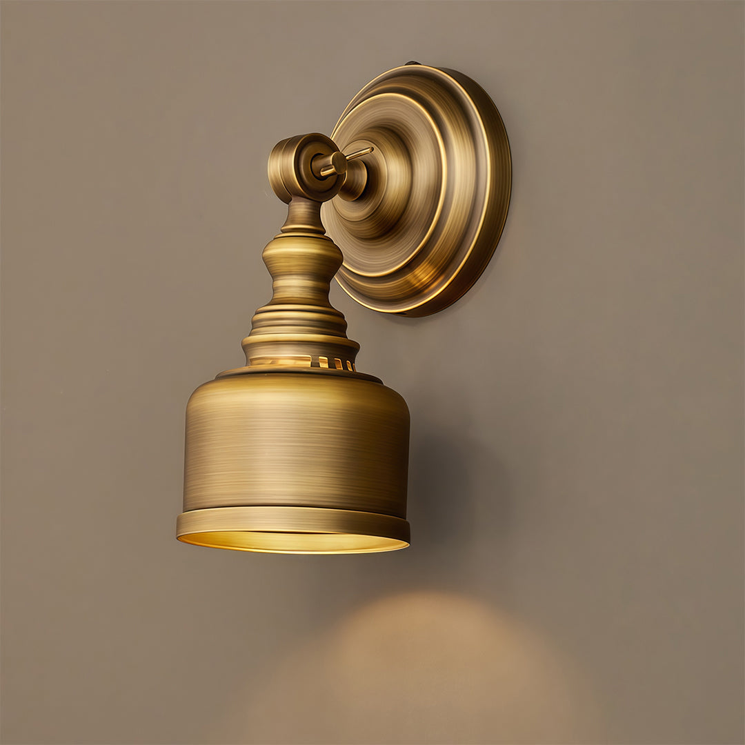 American Retro Solid Brass LED Wall Sconce for Bedroom and Living Room