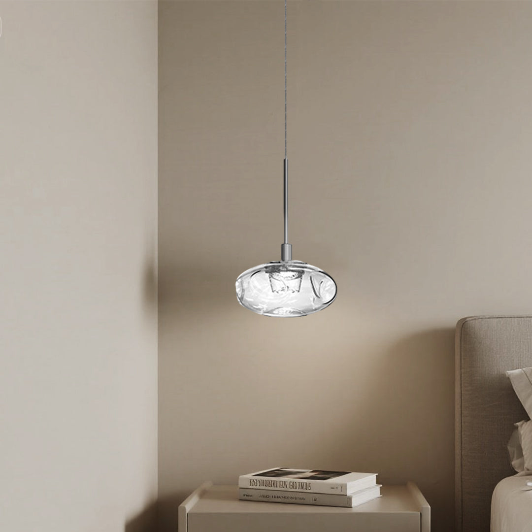 Italian Minimalist Glass Pendant Light with LED Ring