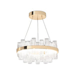 Crackled Glass LED Chandelier with Gold Stainless Steel Frame