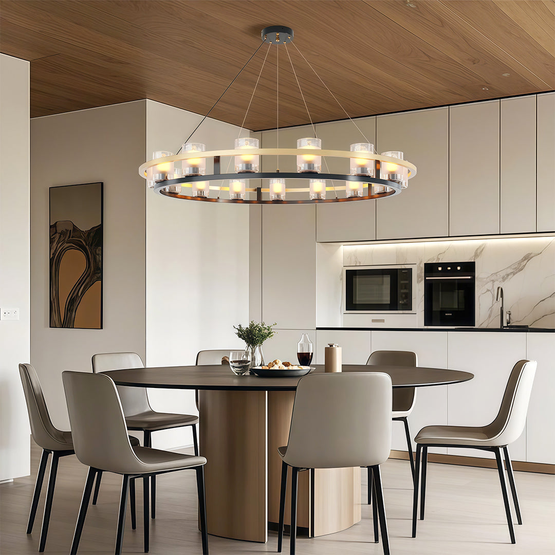 Aurelia Copper Modern Chandelier with Clear Glass Shades