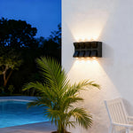 Outdoor Up & Down Wall Sconce in Matte Black, 8-Head LED