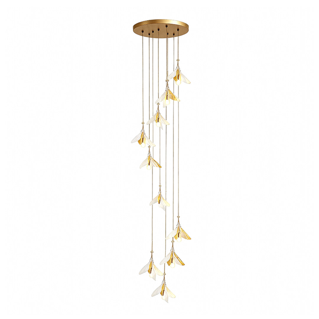 Artisan Ceramic Flower Chandelier for Staircases and Grand Interiors
