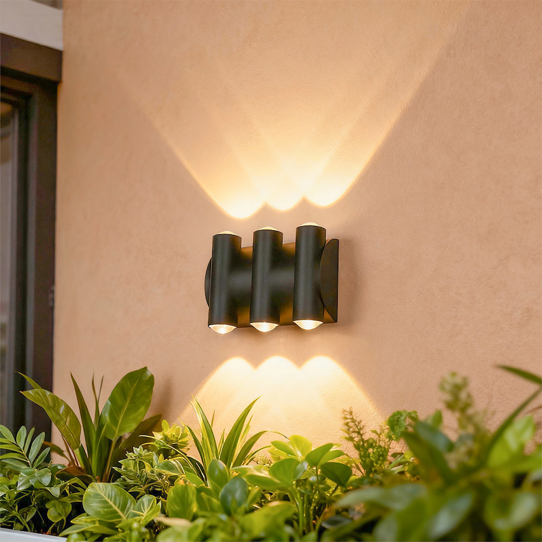 Outdoor Up Down LED Wall Sconce in Matte Black, IP65 Waterproof
