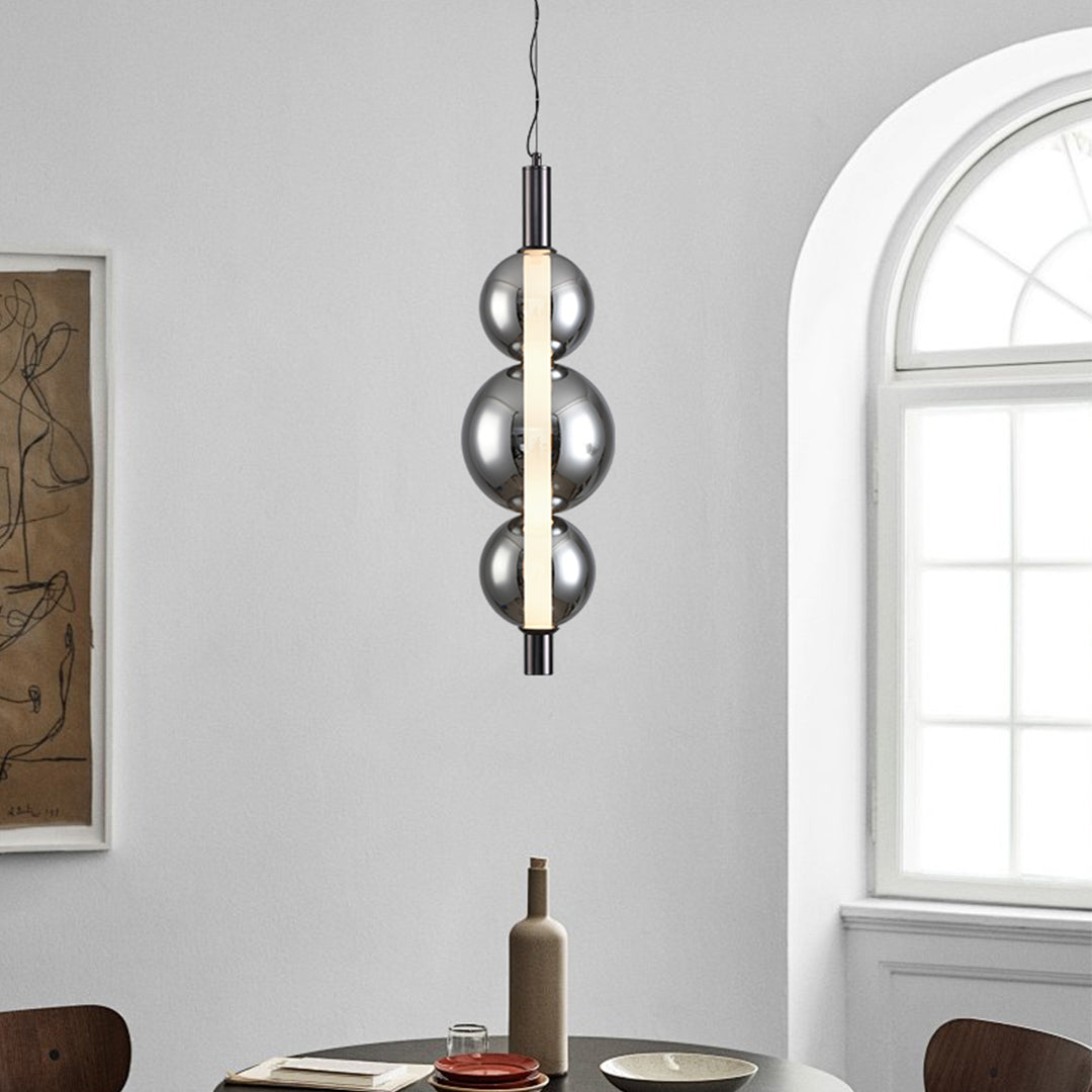 Lumina Modern Pendant Light – Minimalist LED Glass Shade in Silver