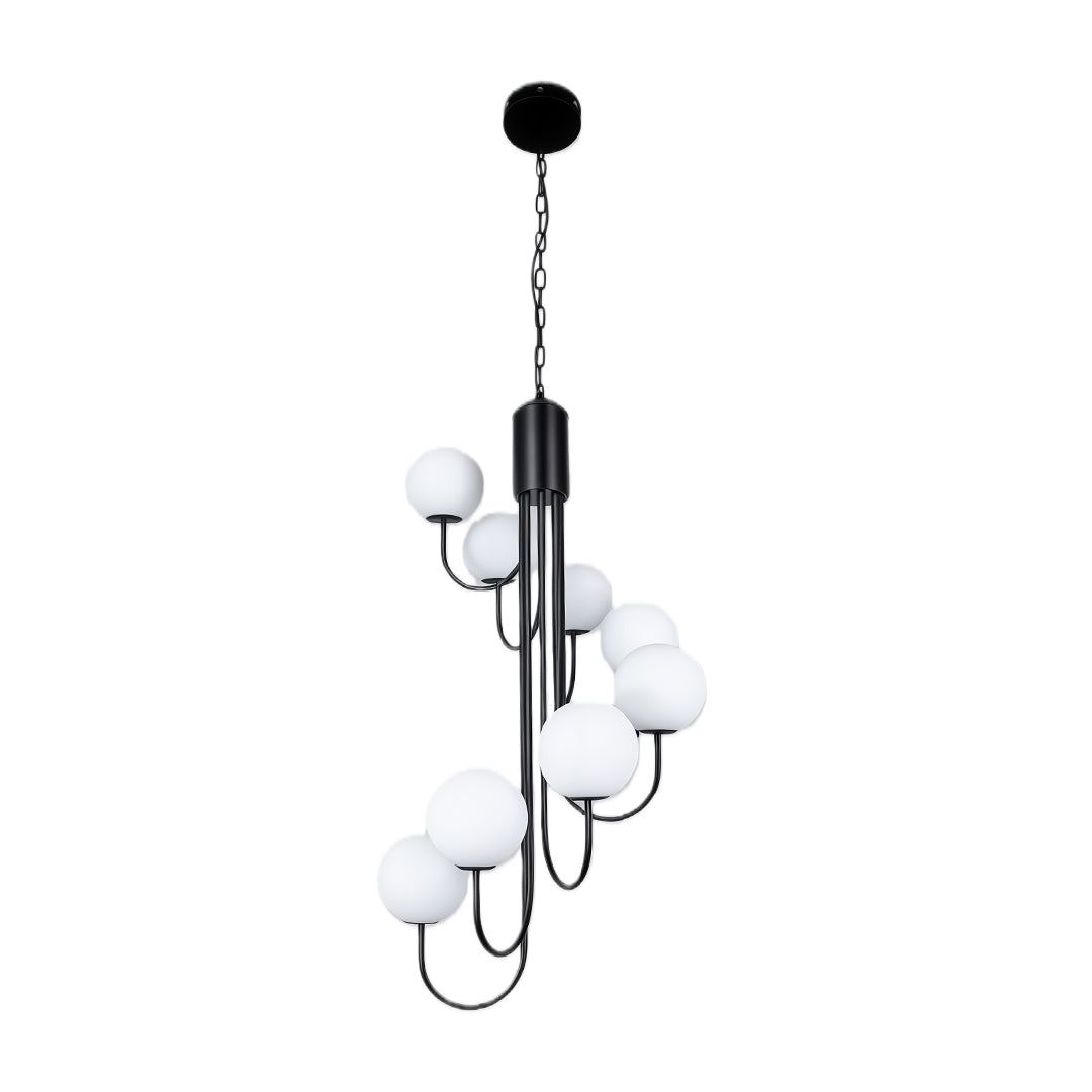 French Elegance Spiral Globe Chandelier in Gold or Black, 8 or 12 Lights