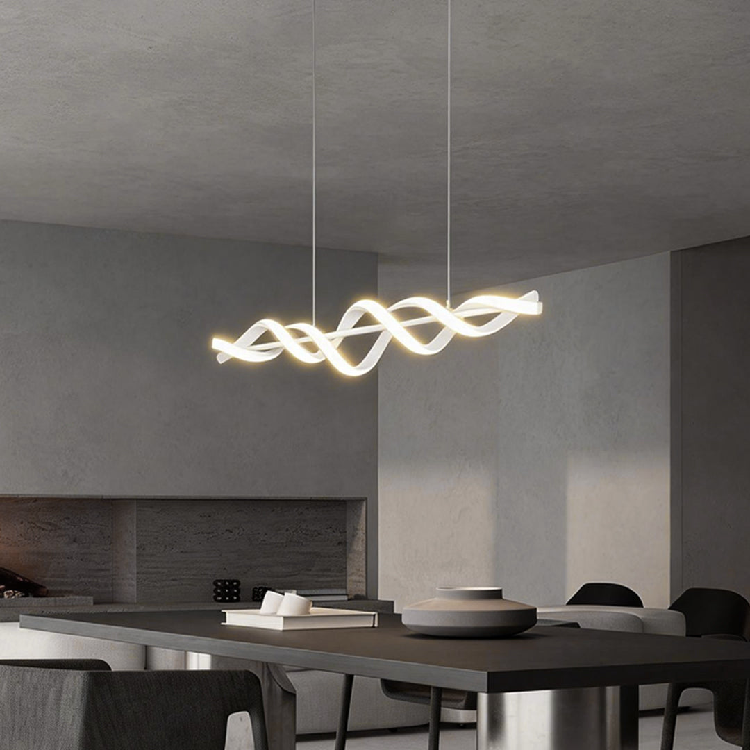 Spiral Linear LED Pendant Light in White for Modern Dining Rooms