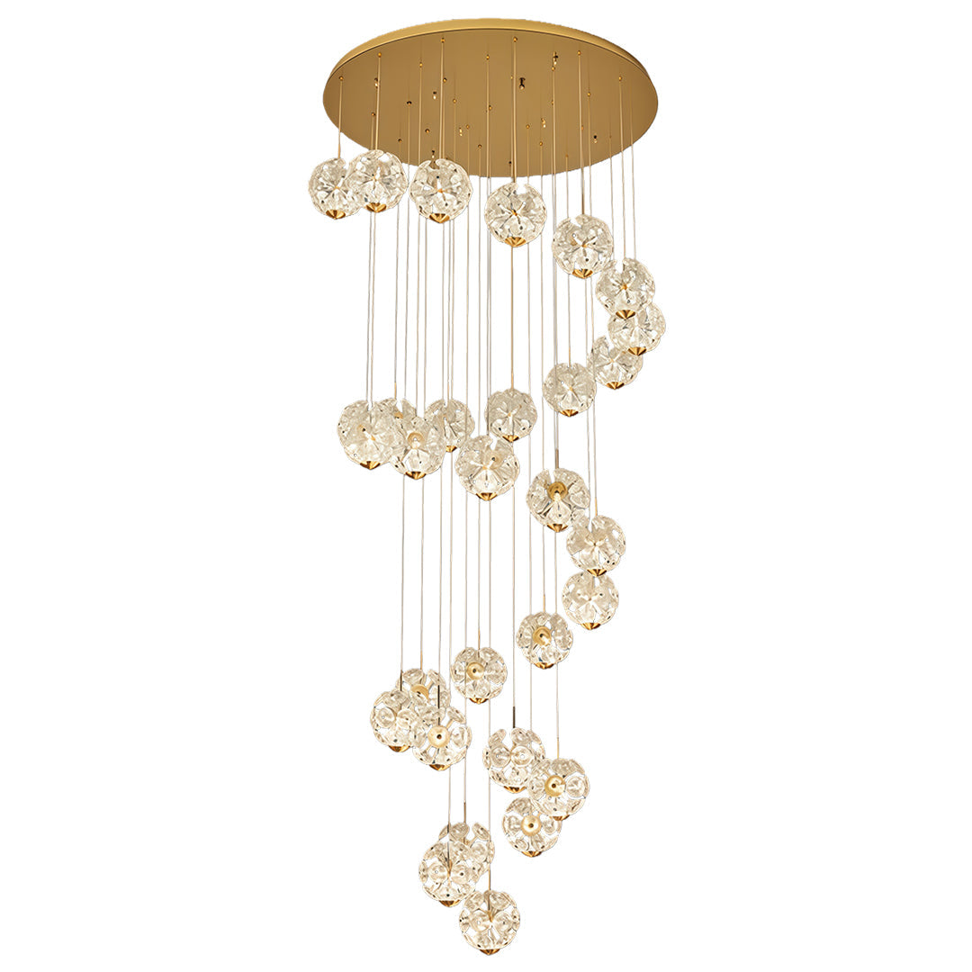 Luxury Crystal Staircase Chandelier with Gold Iron Frame, Modern High Ceiling Light