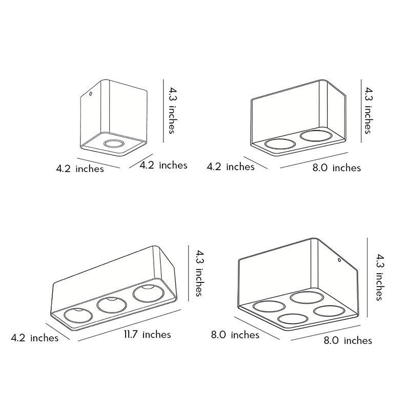 Modern Square LED Recessed Spotlight, Architectural Aluminum Ceiling Light