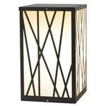 Square Solar LED Bollard Light with Linear Pattern Shade, 20W Black Stainless Steel