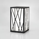 Square Solar LED Bollard Light with Linear Pattern Shade, 20W Black Stainless Steel