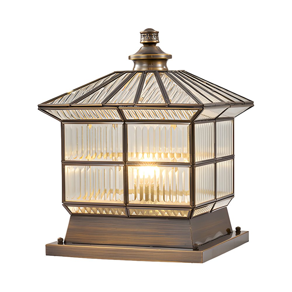 Bronze Copper Pillar Lamp for Fence Posts with Solar & Hardwired Options