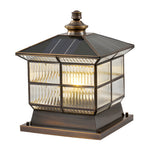 Bronze Copper Pillar Lamp for Fence Posts with Solar & Hardwired Options