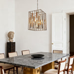 Aged Brass Open Frame Pendant Light with Clear Glass Shade