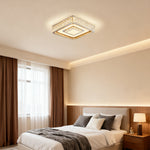 Luxury Crystal Flush Mount Ceiling Light with Chrome Frame, LED Integrated