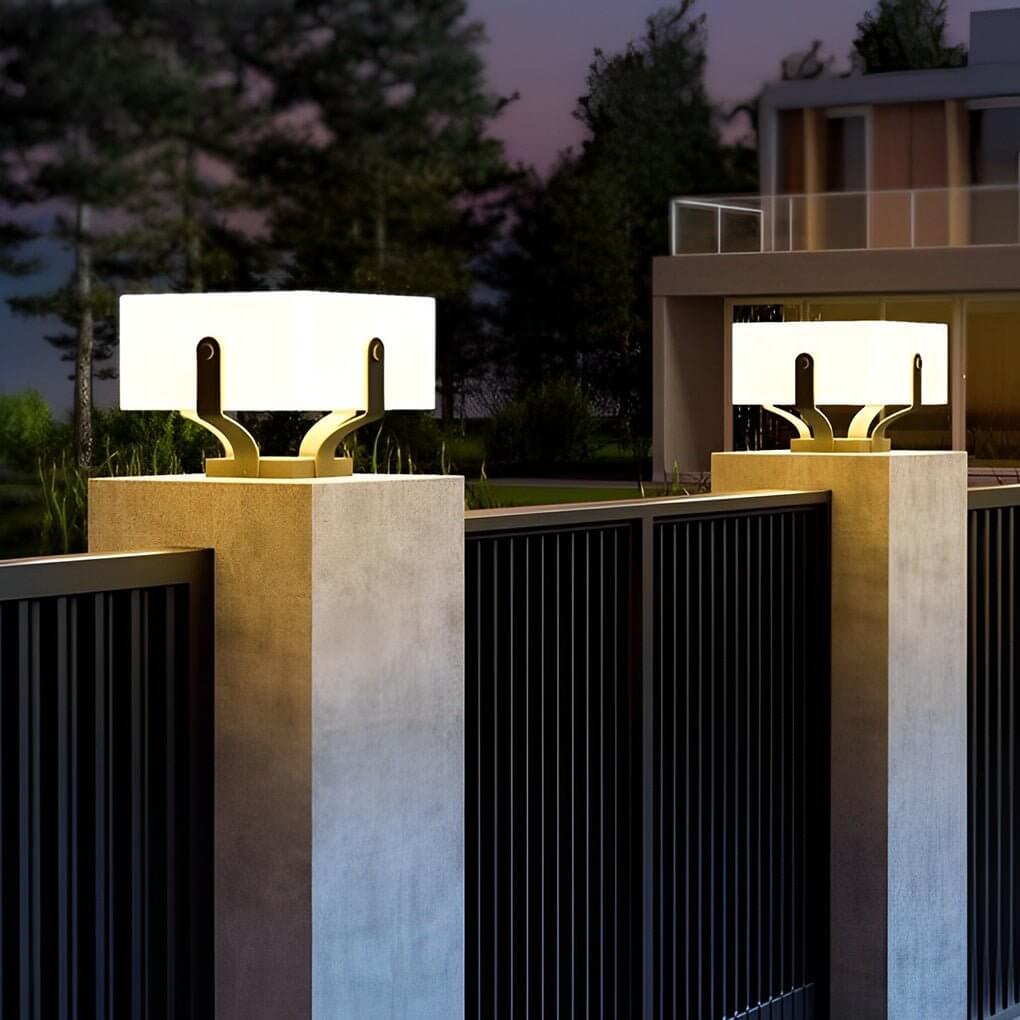 Square Solar Post Cap Light – IP65 Waterproof LED Fence Lamp in Black