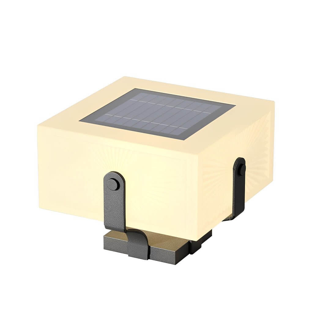 Square Solar Post Cap Light – IP65 Waterproof LED Fence Lamp in Black