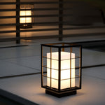 Modern Japanese Outdoor Lantern in Graphite Steel with Warm LED Glow