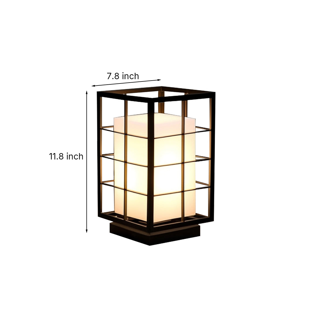 Modern Japanese Outdoor Lantern in Graphite Steel with Warm LED Glow
